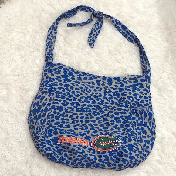 Florida Gators Animal Cheetah Print Tie Strap Tote Bag Blue Grey‎ OS - Picture 1 of 11